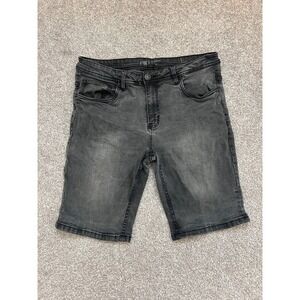 FSBN Denim Shorts Mens Large Black Excellent Faded Slim Fit Five Pocket